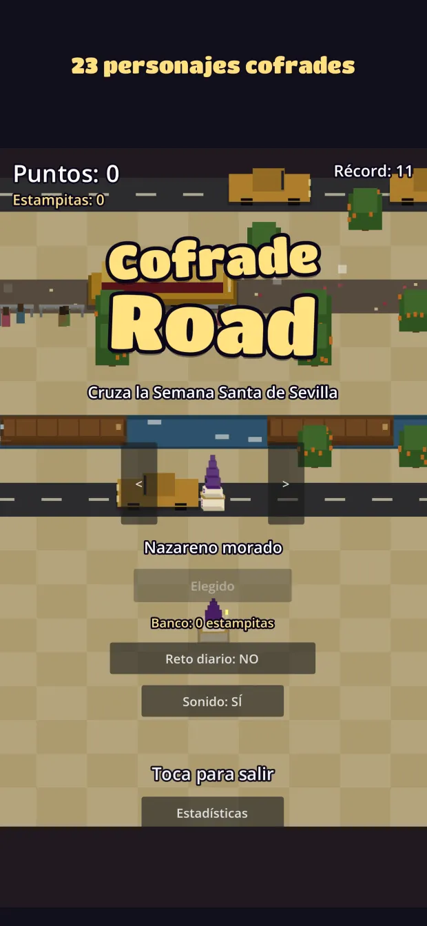 Pantalla de inicio de Cofrade Road